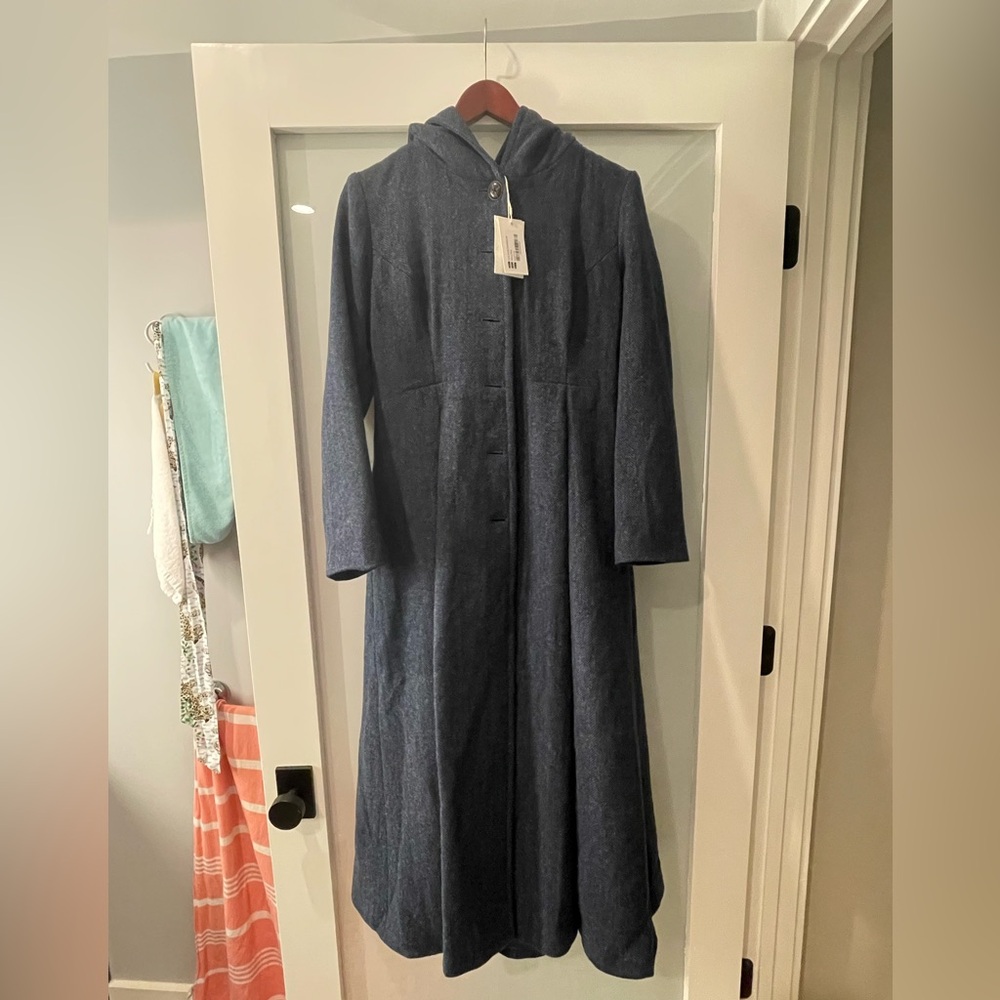 Linennaive My Fair Lady 26 Hooded Wool Coat size medium in Starry Blue NWT - Picture 6 of 8
